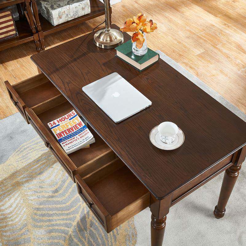 美式乡村书桌欧式家用电脑桌书房简约办公桌卧室实木写字台1新品