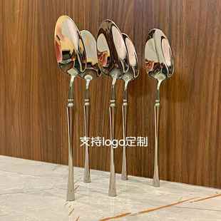 304不锈钢主餐勺家用调羹长柄勺子轻奢汤匙 亮晶晶 实心小蛮腰