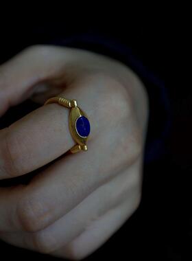 《沙漠之旅》文艺感原创设计大女主高级感复古青金石戒指戒圈闭口