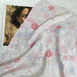 缎面玫瑰晕染提花布料 旗袍手工DIY布料印花面料女装服装布料一米