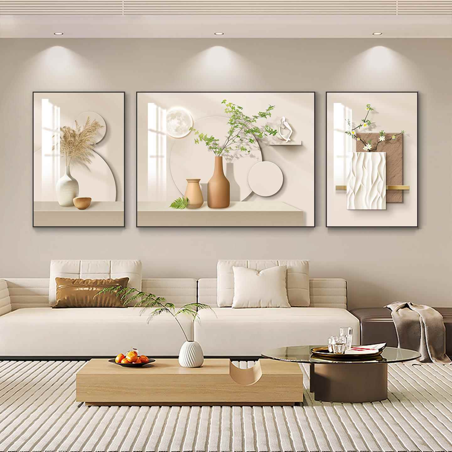 奶油风客厅装饰画 画高级感沙发背景墙挂画 画北欧简约2025新款三