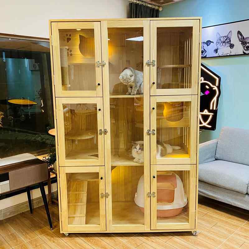 高档猫生态实大木猫别墅型防水舍猫展示柜猫笼猫育笼开门隔离繁猫