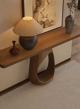 新中式实木玄关酒店饰靠墙条案入户走装廊玄关台客新中式玄厅桌案