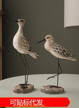 复古长腿海鸟桌面装饰摆件木质工艺品海洋风海鸟海鸥家居餐厅饰品