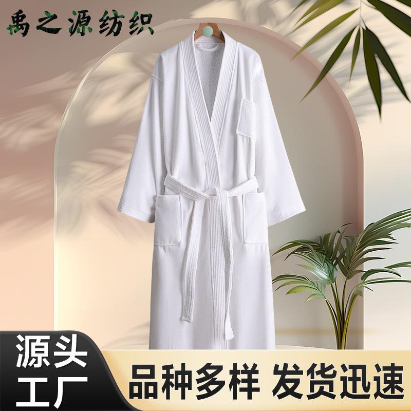 五星级酒店浴袍纯棉毛巾料割绒全棉加厚情侣款吸水男女可穿式睡袍
