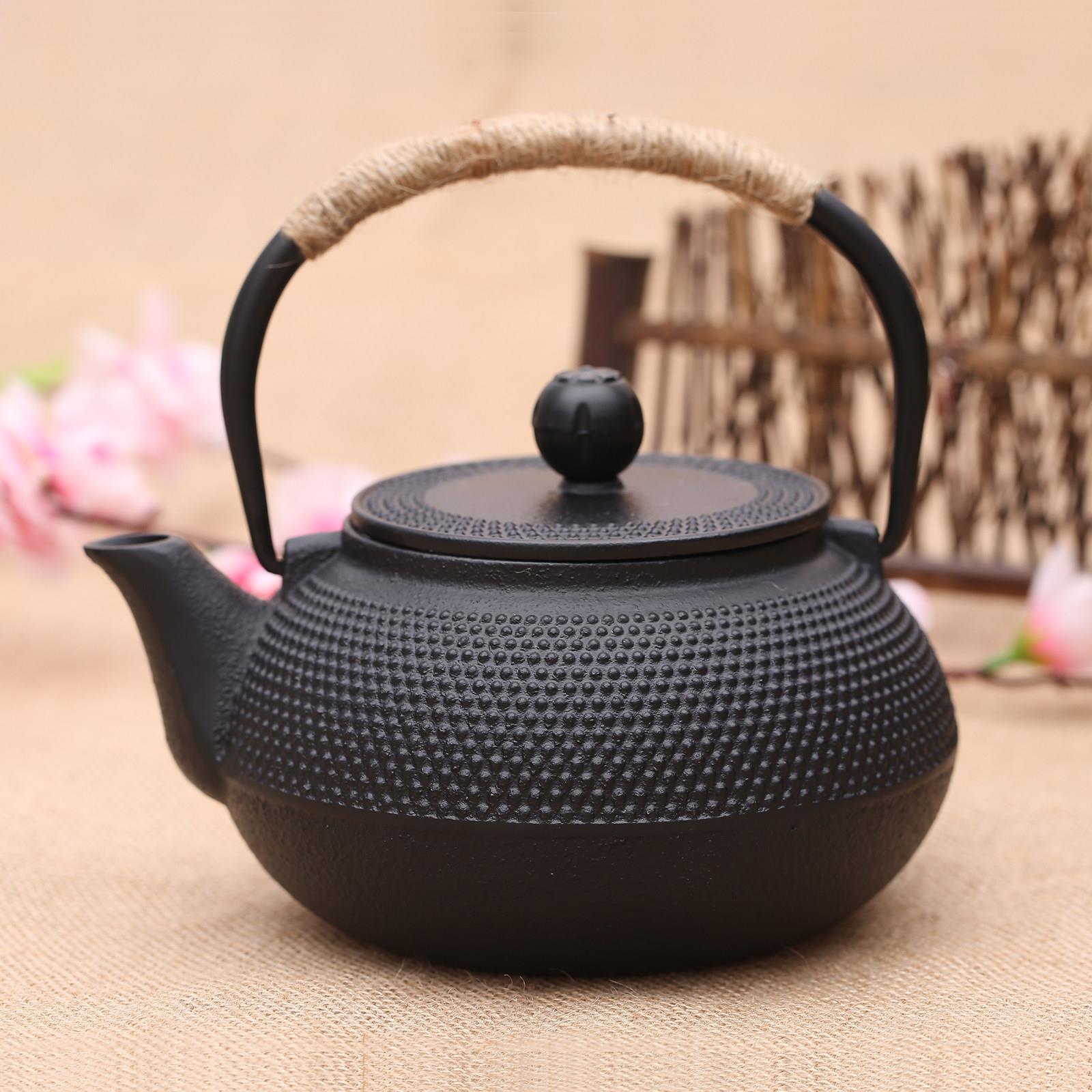 铸铁茶壶无涂层铁壶日式南部铁器手工烧水壶0.9L复古养生小丁茶具