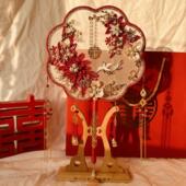 团扇新娘结婚秀禾红色diy材料包扇子婚礼手工婚扇高级喜扇成品