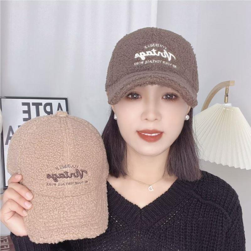 羊羔毛绒棒球帽百BSR1558女季2023年新爆毛款时尚冬搭帽子秋冬茸
