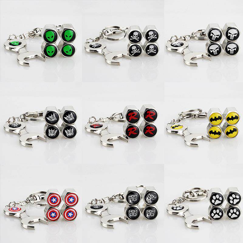 汽车自行车摩托车通用轮胎气嘴盖 带车标装饰扳手防盗气帽盖