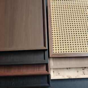 定制厨房橱柜门自装骨骼线藤编柜门定做衣柜中古风门墙柜同色门板