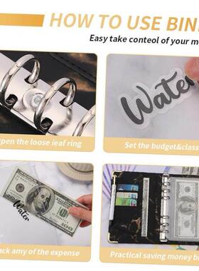 A6 PU Leather Marble Notebook Binder Budget Planner Money Or