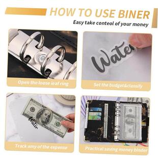 A6 PU Leather Marble Notebook Binder Budget Planner Money Or