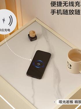 创意智能床头柜油风床小型边简约柜YZX子卧室022奶5新款木业