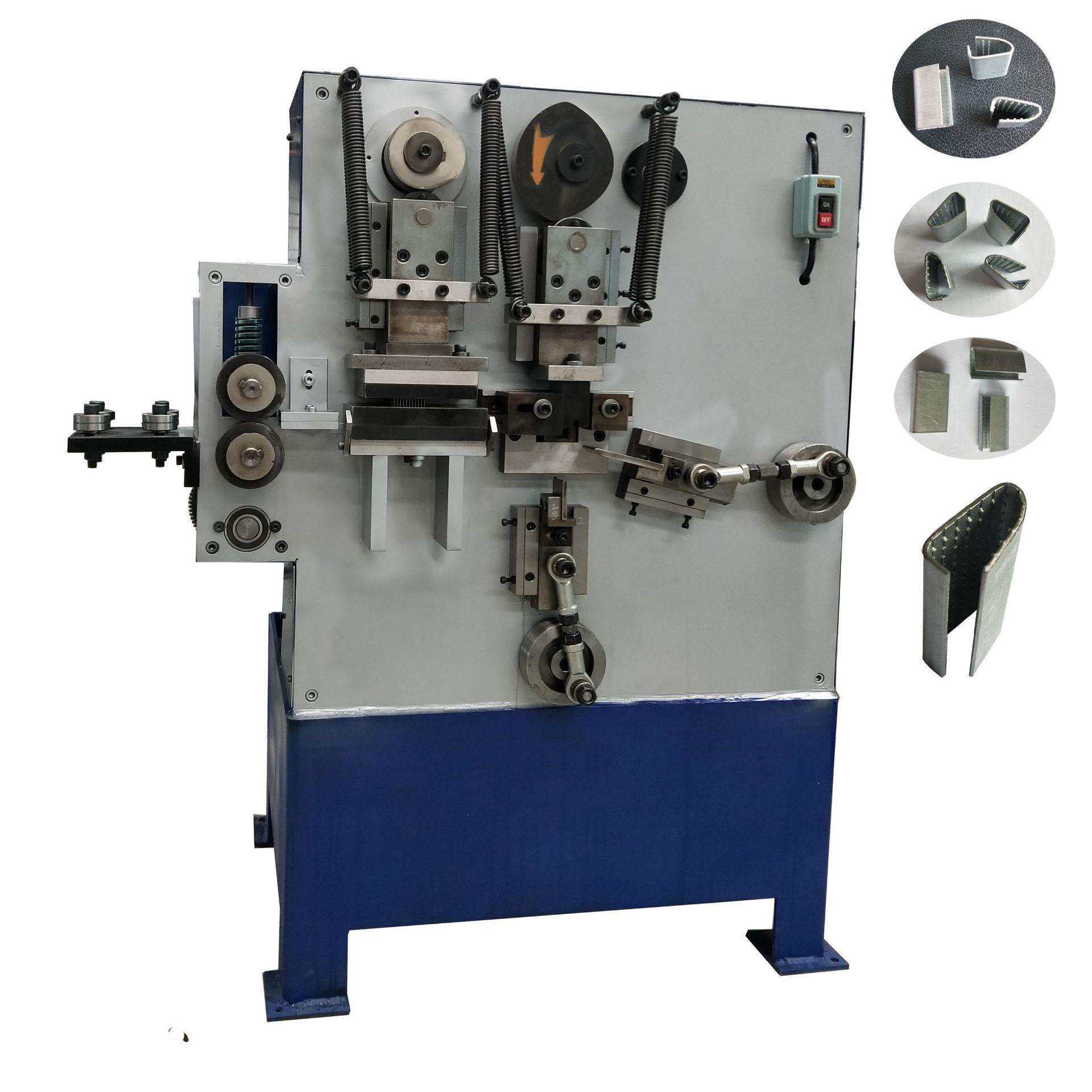 自动送料打包扣机 钢卷打包锁扣生产机 pp带化纤纸箱扣成型机