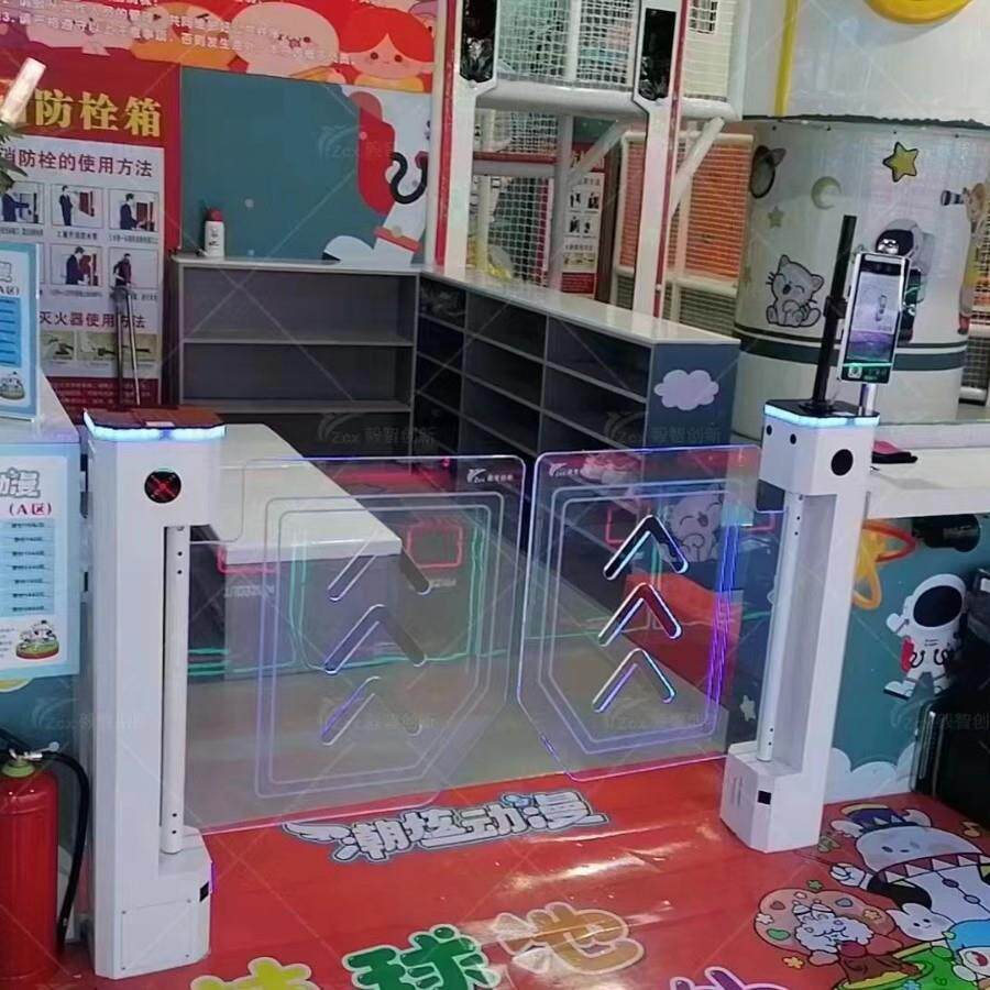 游乐场不锈钢单门人行通道烤漆游泳馆闸机健身房门禁系统智能摆闸
