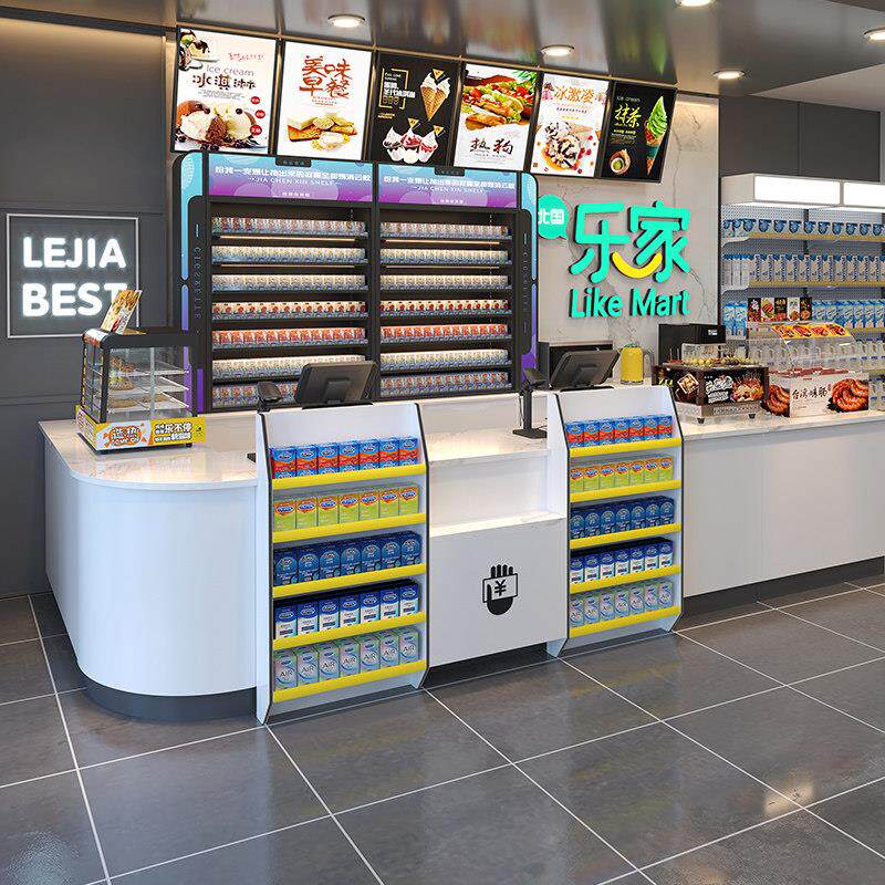 佳晨信便利店收银柜台超市吧台店铺小型收款商用木制转角桌组合定