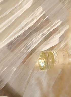 2V06皱的美学」压皱白纱定 制法式轻奢窗帘卧室纱帘白色半透光纱