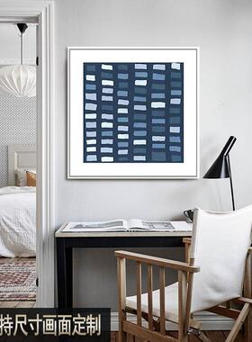 蓝色客厅背景墙装饰画现代卧室床头壁画克莱因蓝正方形高级感挂画