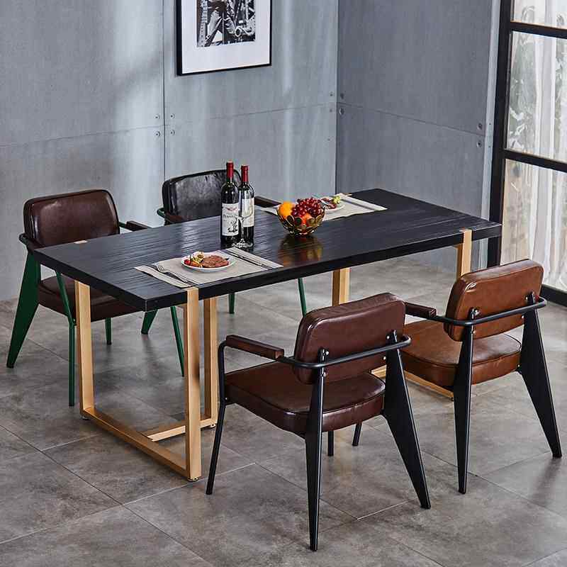 直销新款美式loft工业风酒吧实木桌椅铁艺复古餐吧咖啡椅扶手坐椅