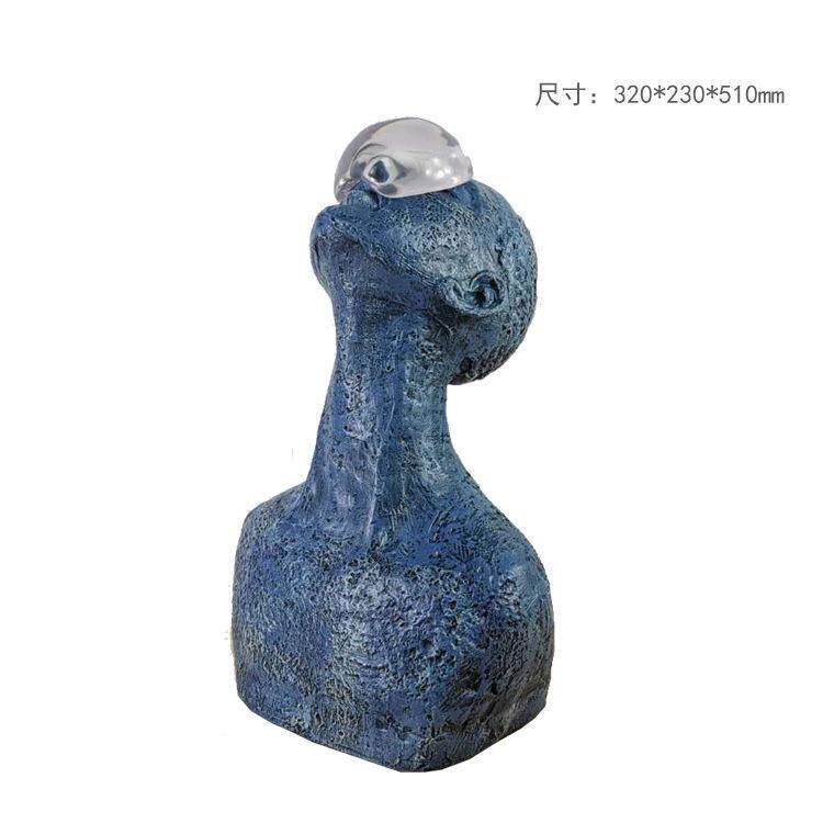 新中式样板房软装玄关摆件博古架装饰树脂家居工艺品展厅人物雕塑