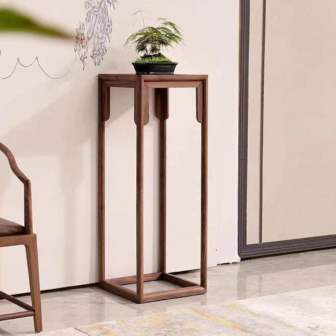 新中式纯实木花架花几边几北美黑胡桃木花支架阳台全榫卯音响架