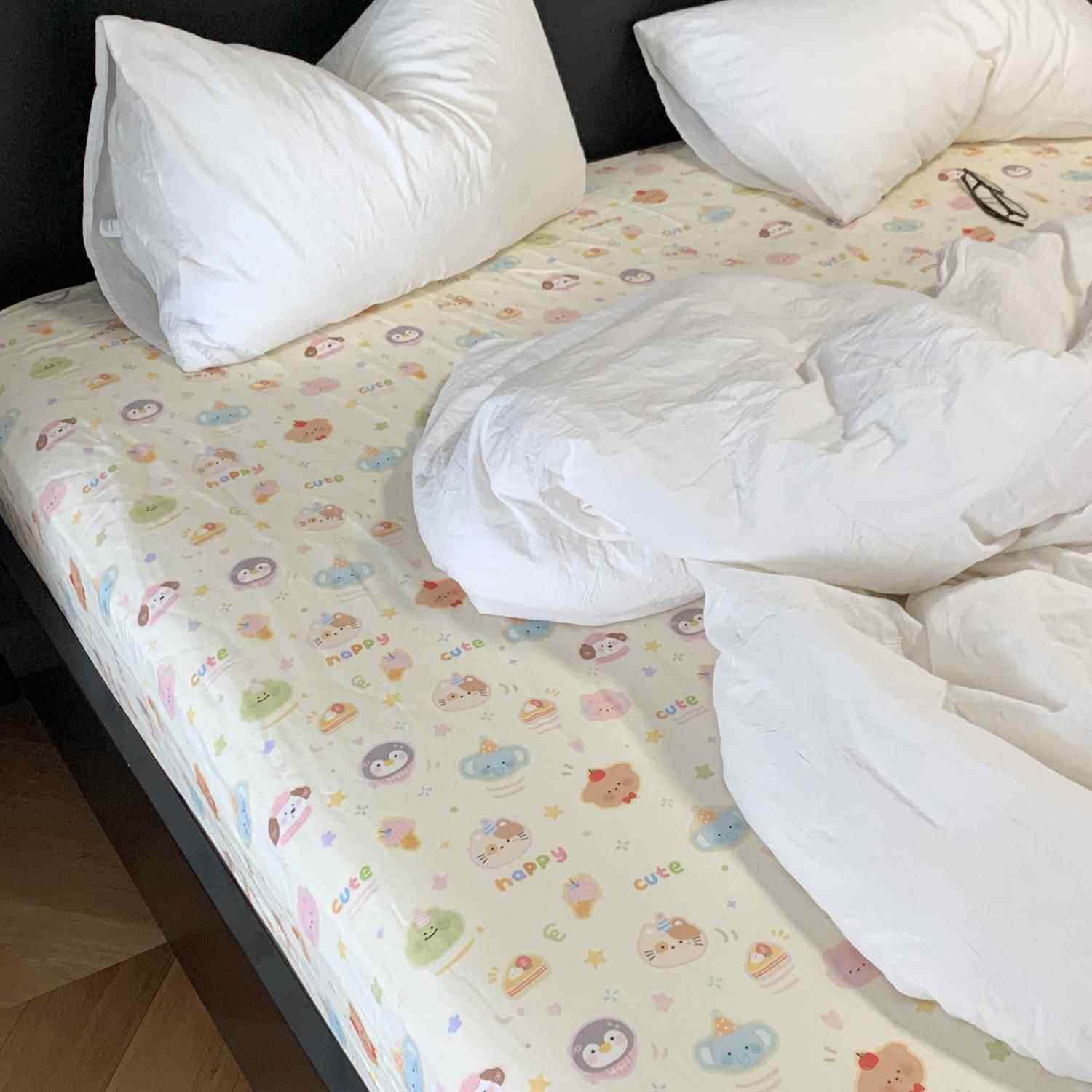 棉A床类全双层纱床笠001纯棉纱布垫保护套卡通可爱透气肤母亲婴级