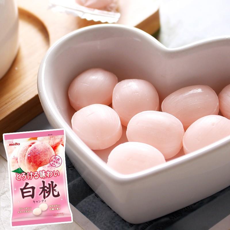 meito名糖冈山产白桃果汁水果糖日本进口休闲零食网红糖果硬糖75g