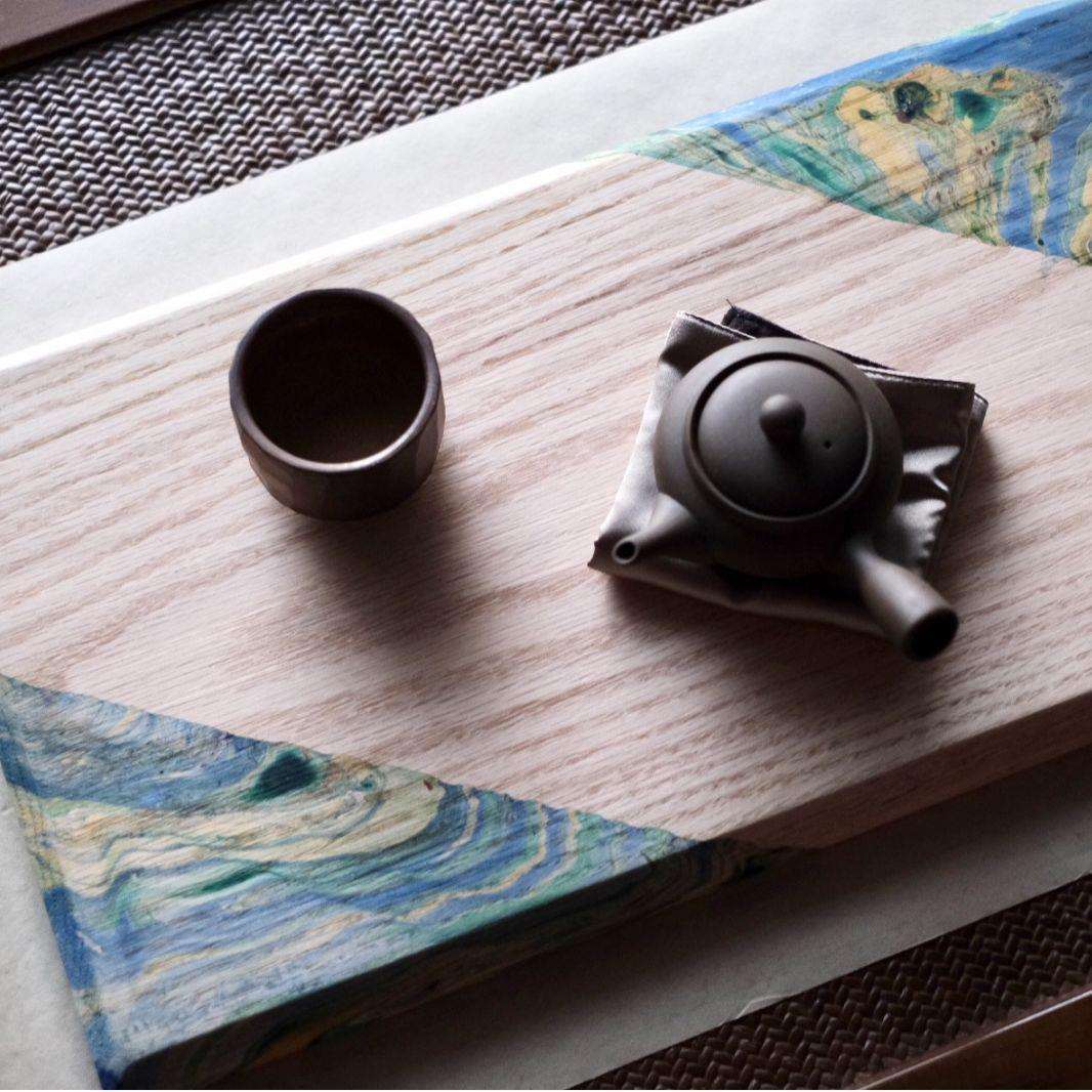 手工橡木漂染茶盘天然漆上色实木茶垫茶道