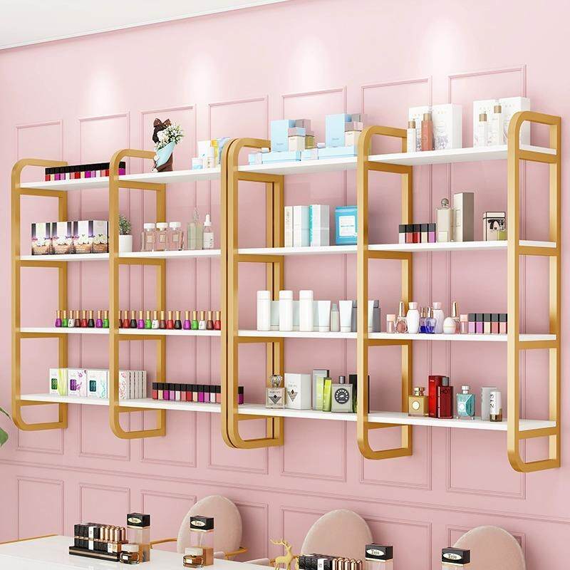 墙上置物架壁挂化妆品货架理发店美甲店挂墙指甲油毛巾架子展示架