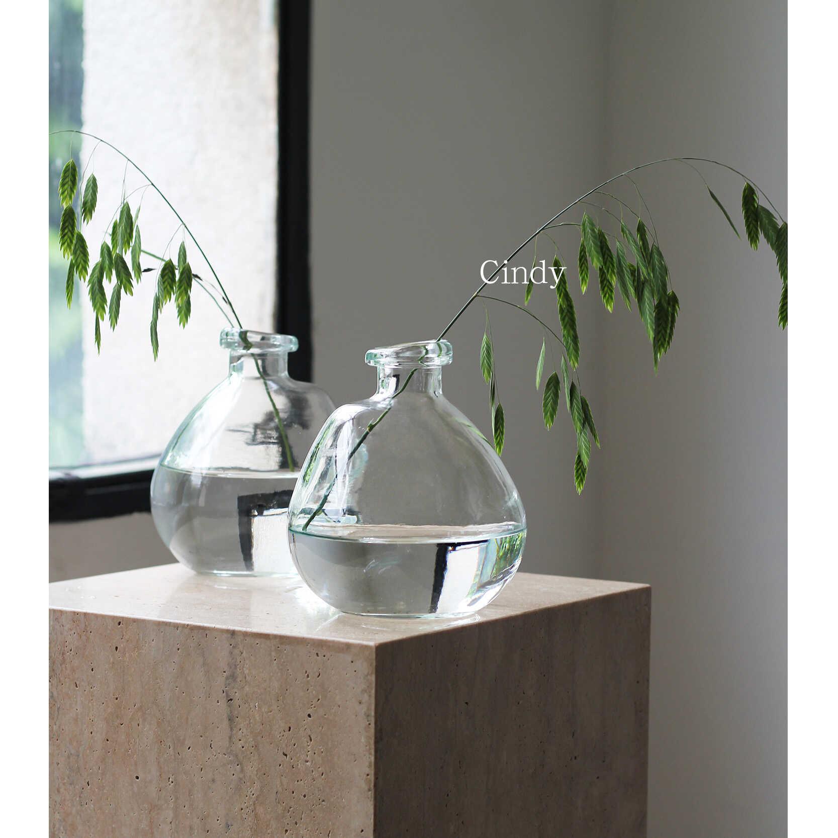 Cindy美学zarehome北欧简约不规则手工台面玻璃装饰插花小花瓶
