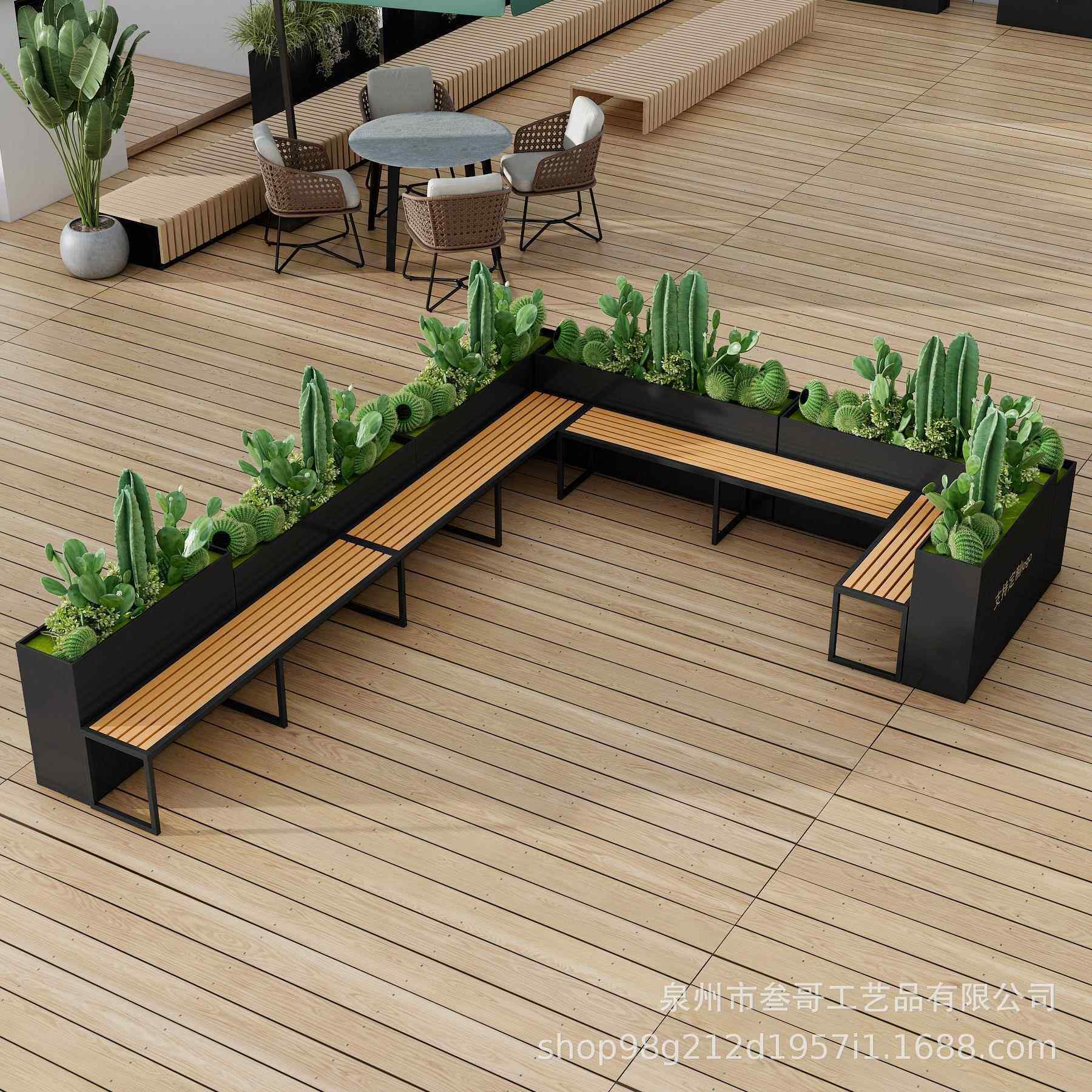户外不锈钢坐凳花箱场花植池园林景751观座花坛售楼部铁椅艺商种
