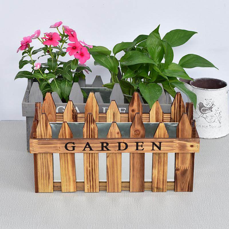 木栅栏花盆家居创意阳台装饰多肉小绿植长方形防腐木木质围栏花盆,家居饰品,花瓶,淘宝优惠券,粉丝福利购,淘宝优惠卷