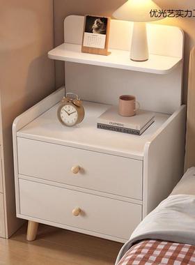 奶油风床头柜简约现代床边柜子卧室小型床头储物柜简易免漆床头柜