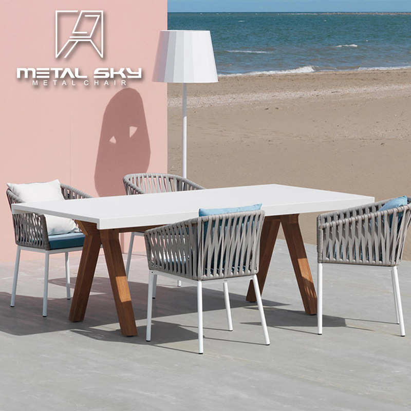 户外桌椅藤椅三件套室外庭院藤编餐桌椅组合家具阳台酒店绳编餐椅