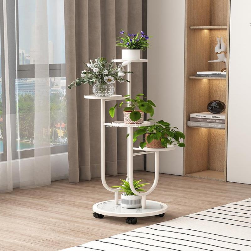 花架子客可厅hj-SU落地式移动花轻奢感花架多置物架阳台绿萝层盆