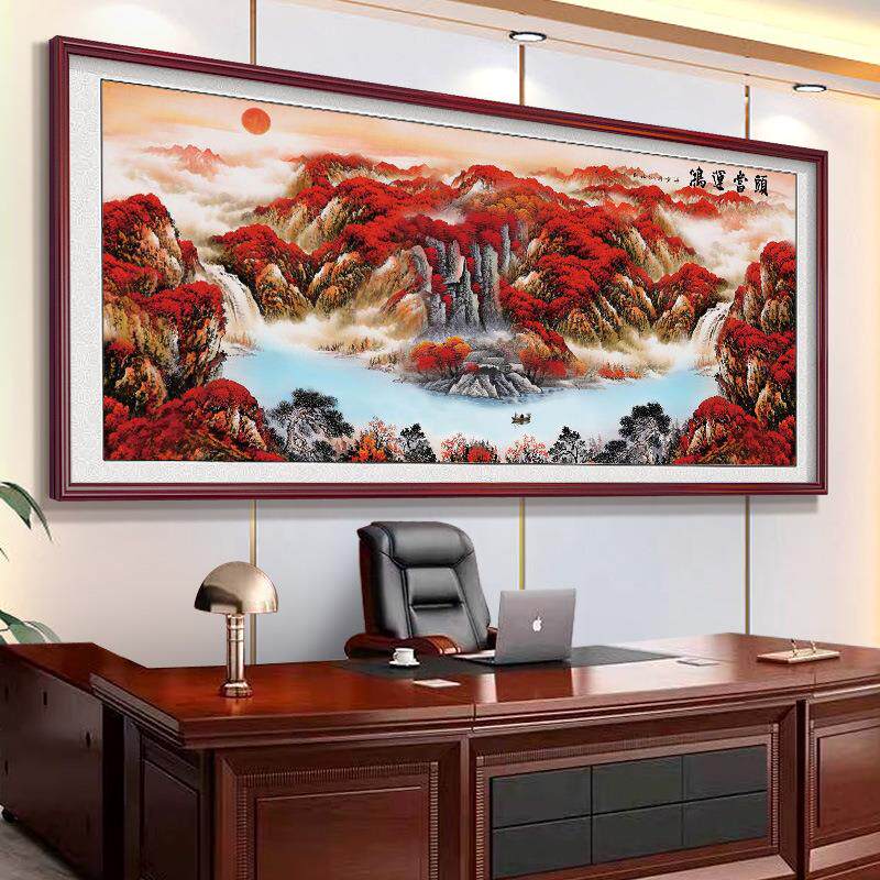鸿运当头挂画办公室装饰字画红运画国山水风景HD777624日东旭客升