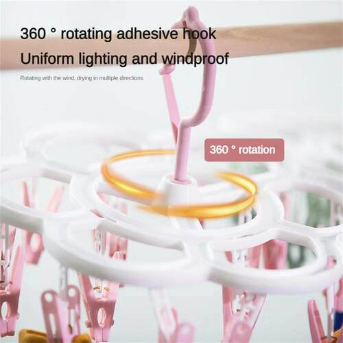 Folding Clothes Dryer Hanger Windproof With 16 Clips