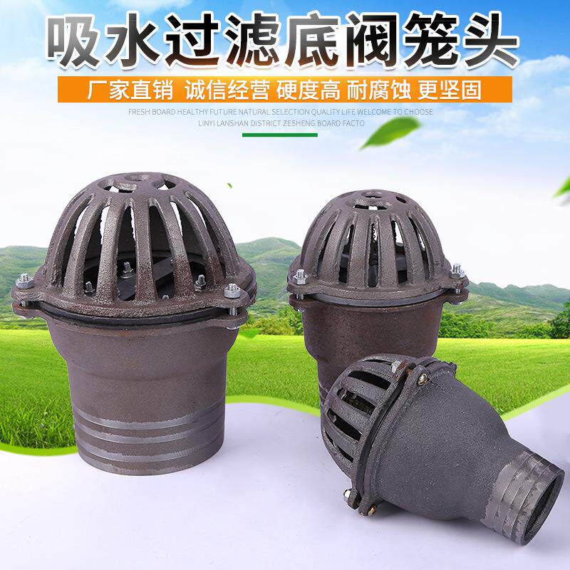 厂家吸水过滤底阀笼头止回阀加厚铸铁汽油机抽水泵过滤龙头莲蓬头
