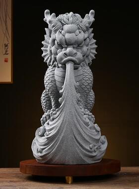 兽创意国风CSZW-BJA玄青砂石吸水潮神客厅桌面关水族鱼缸造景装饰