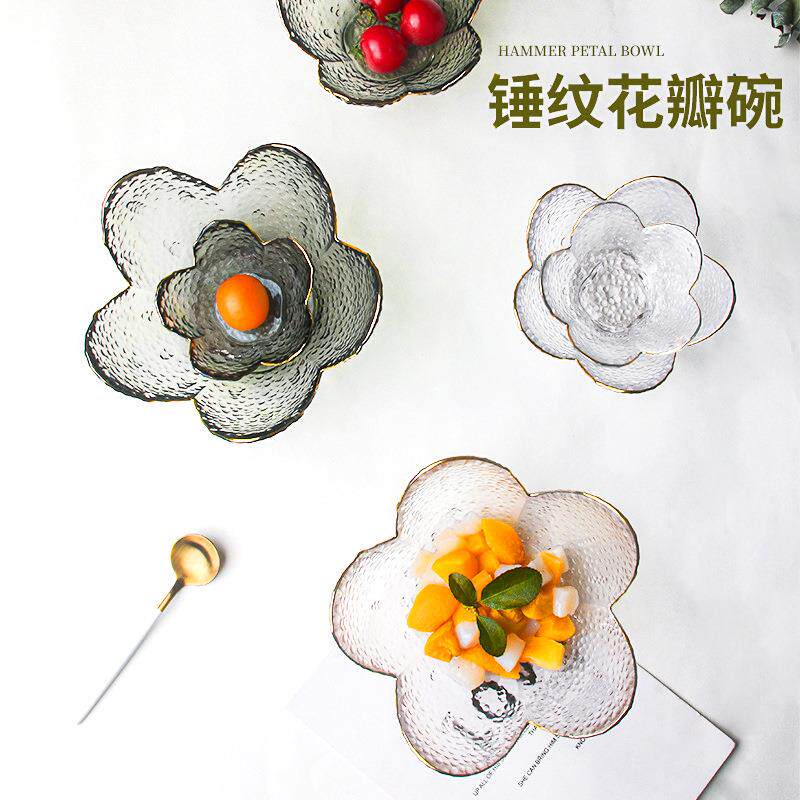 网红创意个性家用花瓣味碟酱料碟玻璃小碟子甜品碗水果沙拉碗