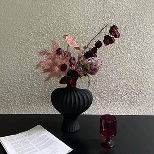 【柿吉】逐趣 设计师款手扎花束陶瓷花瓶套装假花彷真花茶几摆件