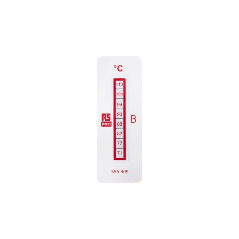 RSPRO555-409不可逆转敏感温度标签71-110°C,18x51mm,8级温度