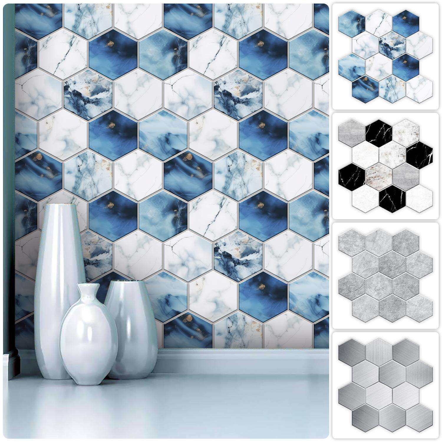 外贸直销六边形异形马赛克水晶硬片墙贴厨房墙面洗手池改造瓷砖贴