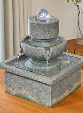 流水生财摆件循环水办公室风水轮客厅桌面高端招财喷泉开 业乔迁