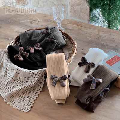 儿童连裤袜冬季加绒加厚宝宝连体袜子女童保暖裤子公主蝴蝶结洋气