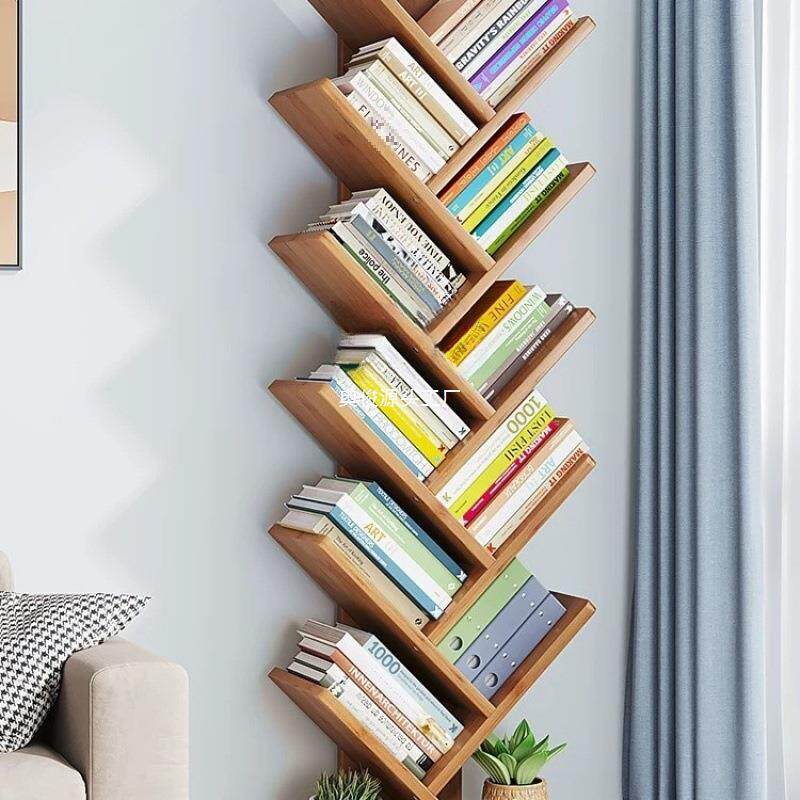 创意树形书架落地简易儿童简约客厅家用收纳桌面置物架实木包邮