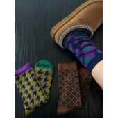 三个配色都很爱 满满 好穿 几何袜子搭配雪地靴真 覆古感