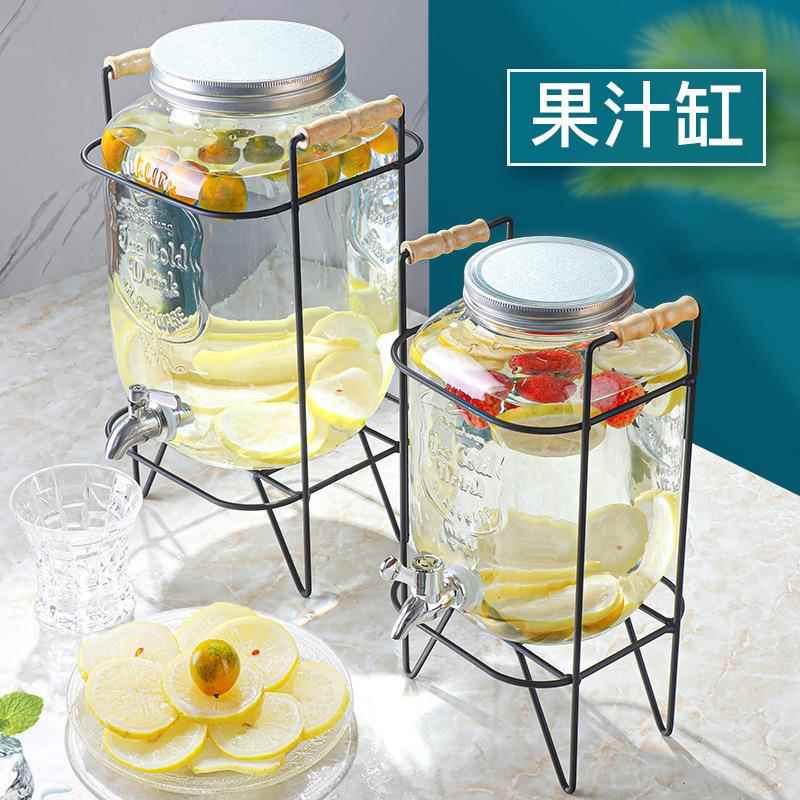 水玻璃头果汁汁JCS壶带龙甜品台饮料桶柠檬桶自助餐果罐可乐桶果