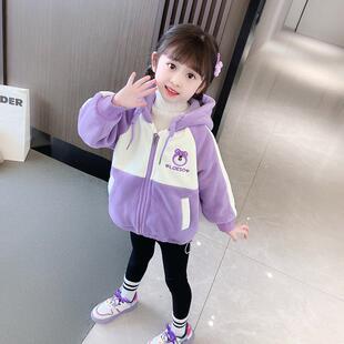 2023新款奥地利丝绒秋冬女童外套羊绒衬里童装女童冬季加厚上衣