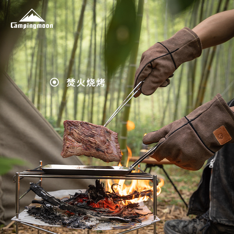 CM【Q28】PINGMOON户阻燃隔热外A牛皮双层拆分设计可焚火手套